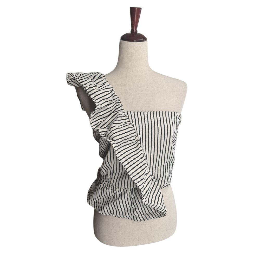 Future‎ Collective Ruffle One Shoulder Striped Cotton Crop Bra Top Womens XXL